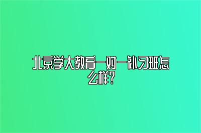 北京学大教育一对一补习班怎么样？