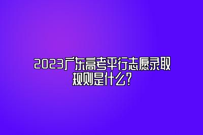 2023广东高考平行志愿录取规则是什么？