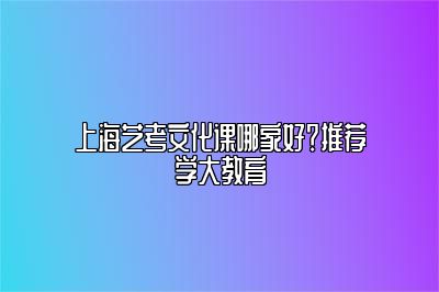 上海艺考文化课哪家好？推荐学大教育