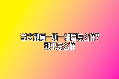 学大教育一对一辅导怎么样？效果怎么样