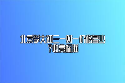 北京学大初三一对一价格多少？收费标准