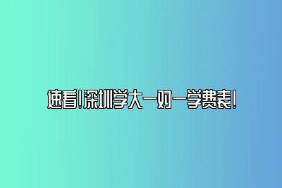 速看！深圳学大一对一学费表！