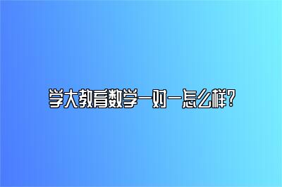 学大教育数学一对一怎么样?