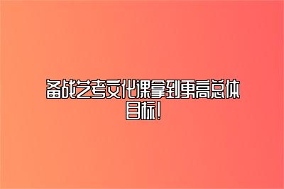 备战艺考文化课拿到更高总体目标!