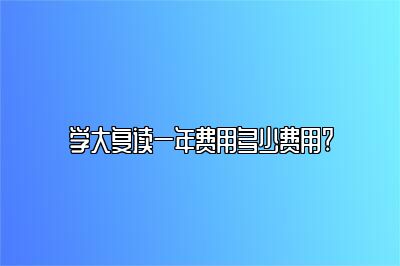 学大复读一年费用多少费用?